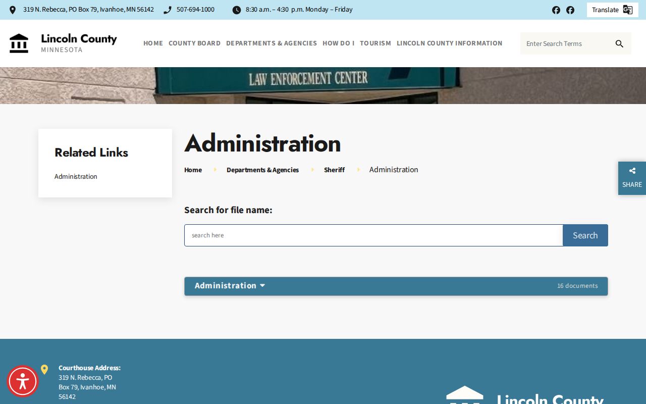 Lincoln County Sheriff administration and policy page reviewed for active warrant listings