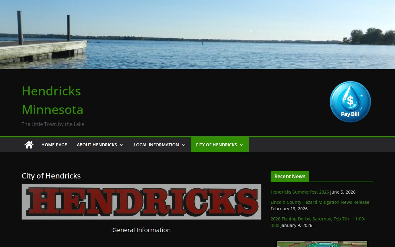 Hendricks City Hall contact page for municipal records questions about Hendricks warrant records