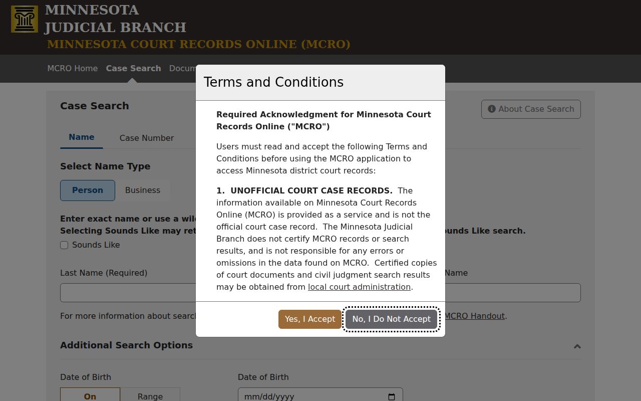 Minnesota Court Records Online case search used for Lincoln County warrant search