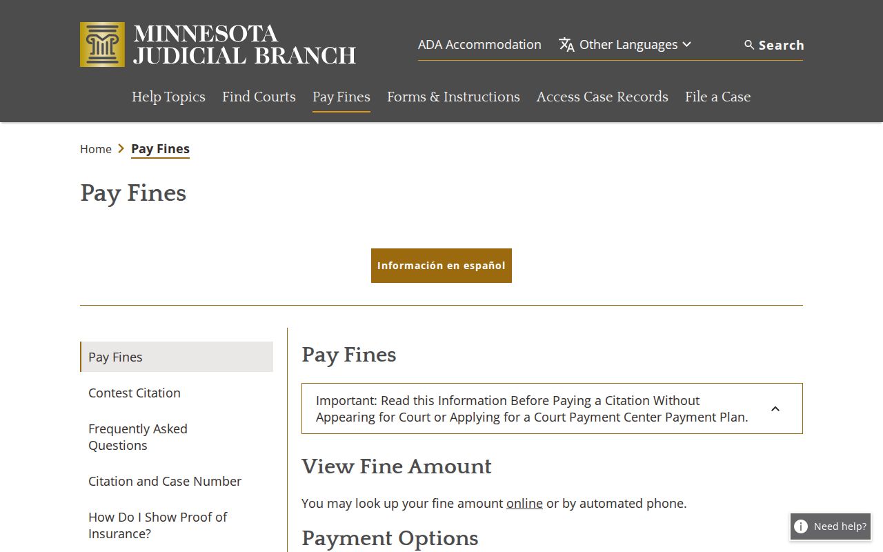Minnesota court fine payment and failure to appear guidance for Lincoln County cases
